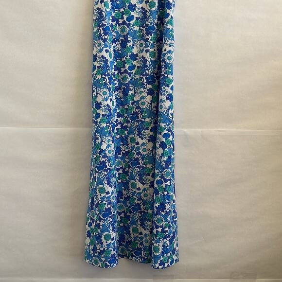 Frankies Bikinis Hawaiian Maxi Dress S NWT Blue Floral Spaghetti Straps Beach - Picture 4 of 13